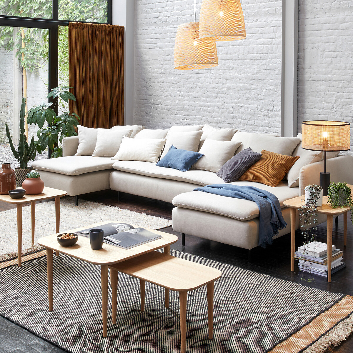 Banquette modulable, en lin et viscose, IVETE ivoire, LA REDOUTE INTERIEURS