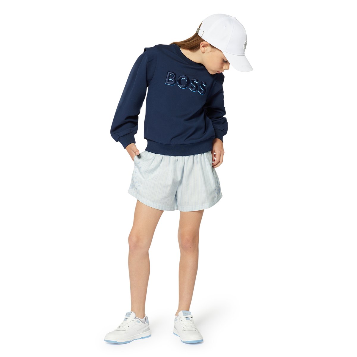 Pantalon en lin et coton sand, BOSS KIDSWEAR