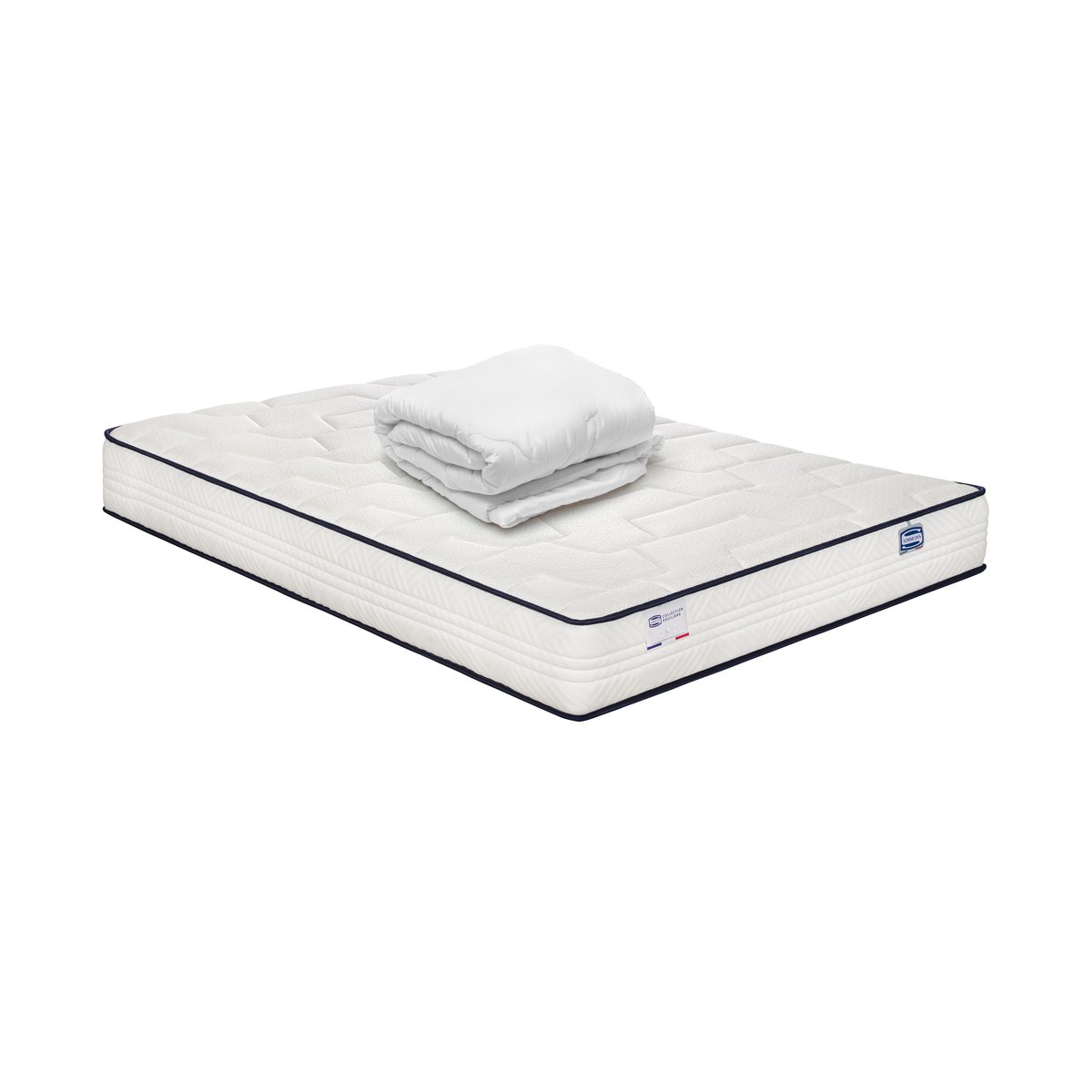 Matelas 160x200 ressorts ensachés, extra ferme H24 + couette - INTEMPOREL blanc, SIMMONS