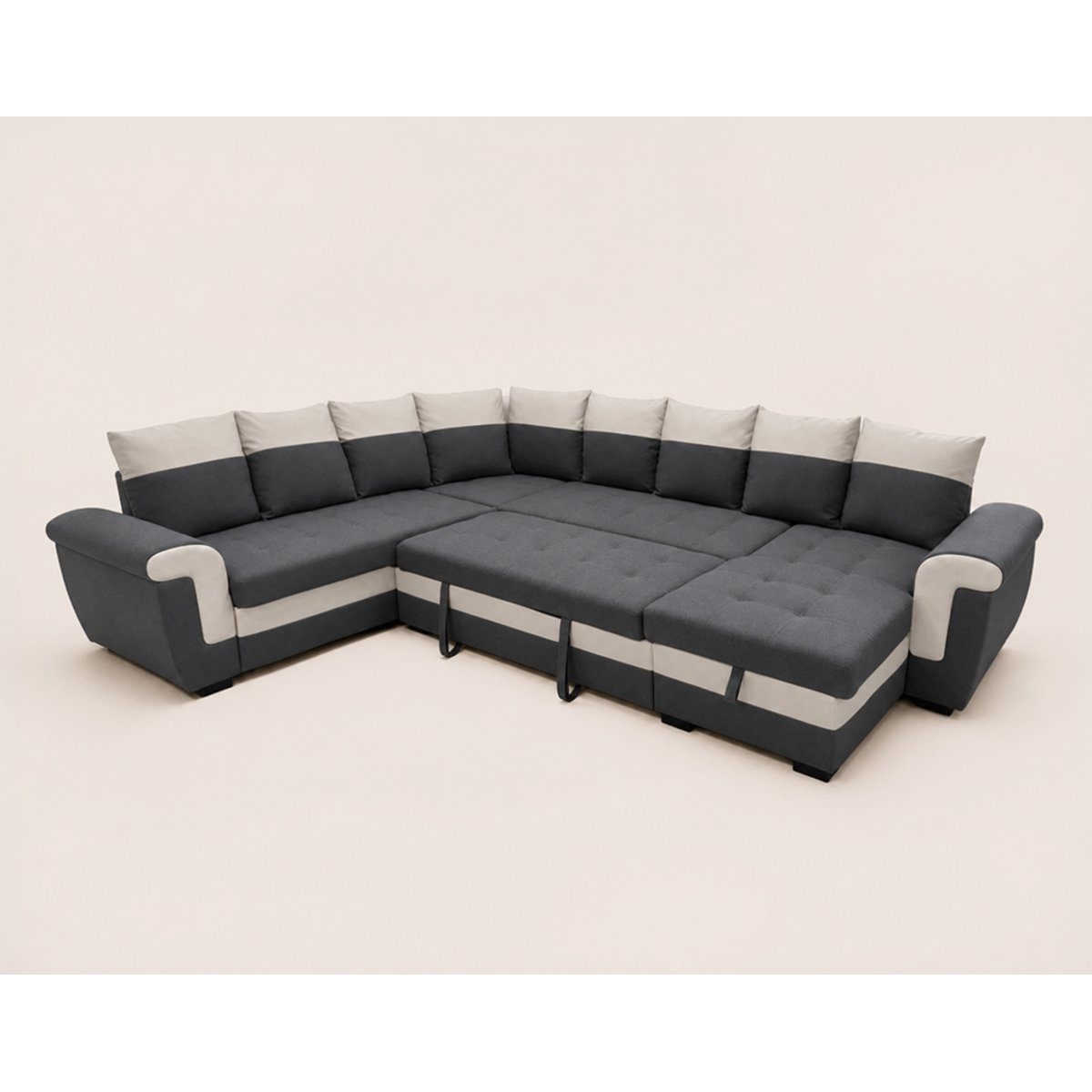 Canapé d'Angle Convertible 7 places - HENRY gris/blanc, BEST MOBILIER