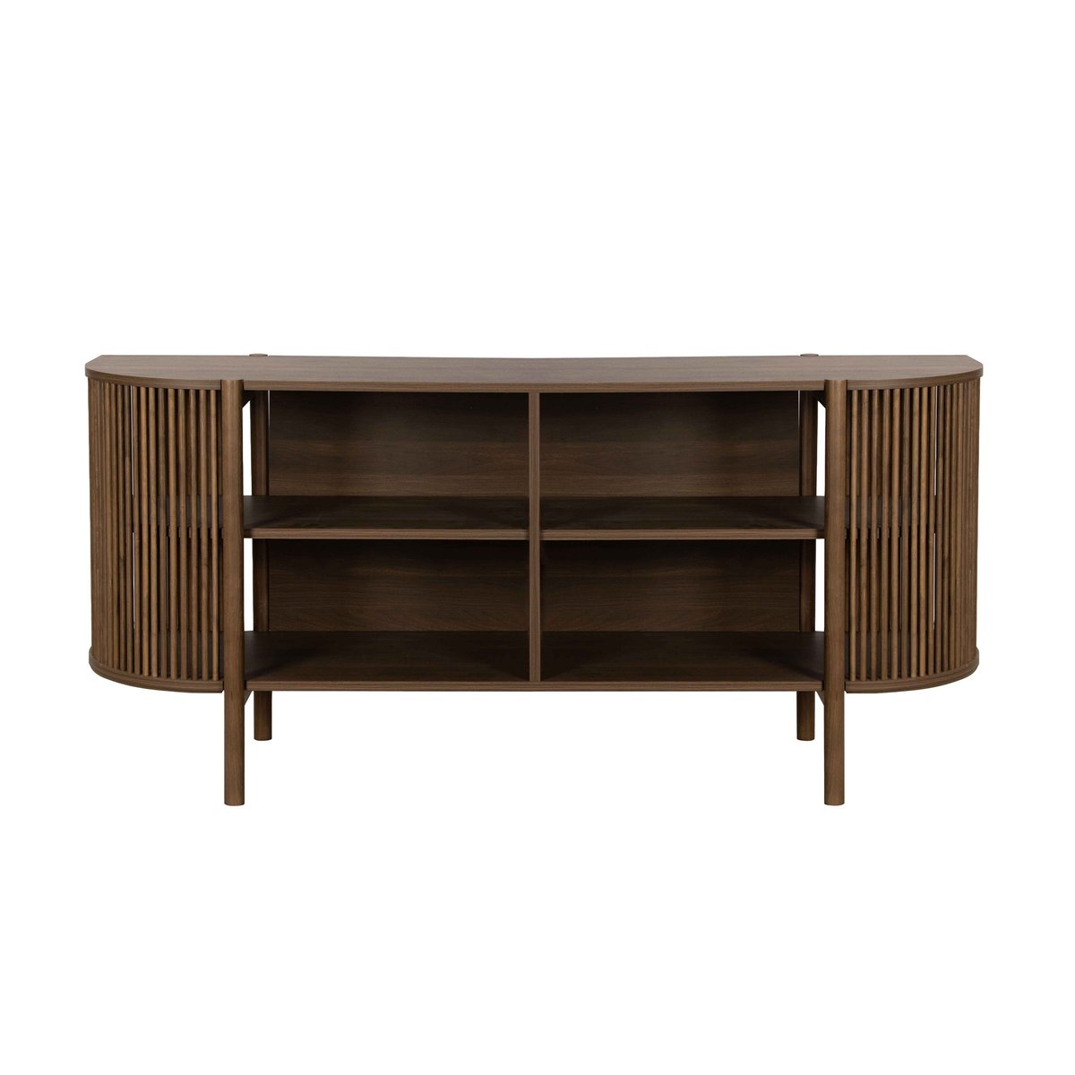 Buffet ouvert effet bois 160 cm style bohème, MARCUS bois foncé, OVIALA