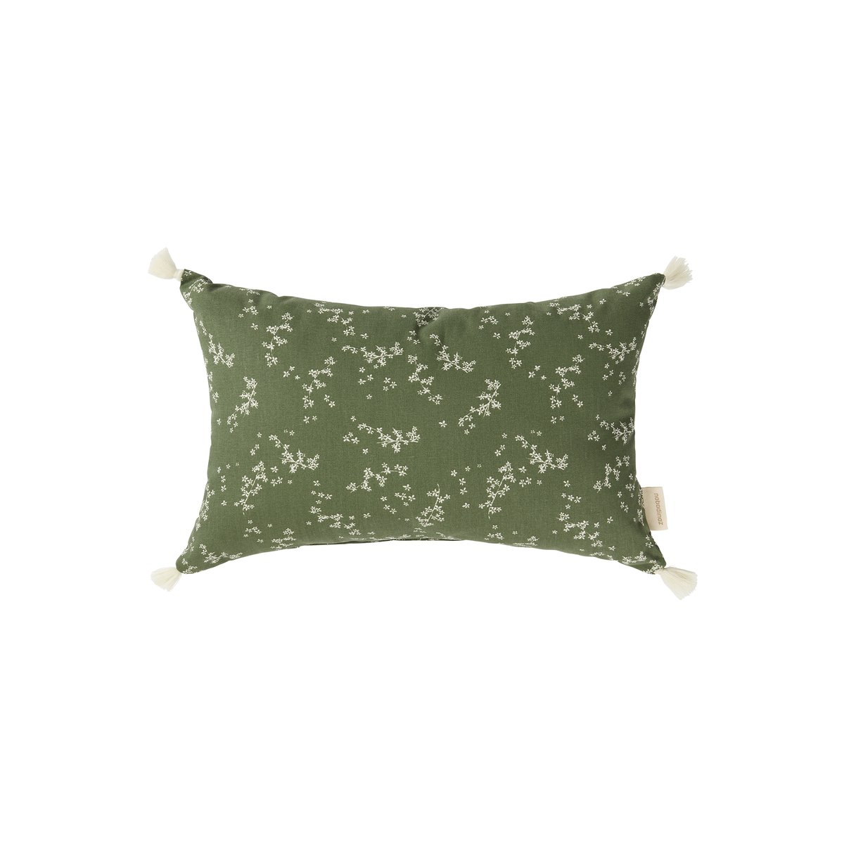 Coussin à pompons STORIES vert jasmin, NOBODINOZ