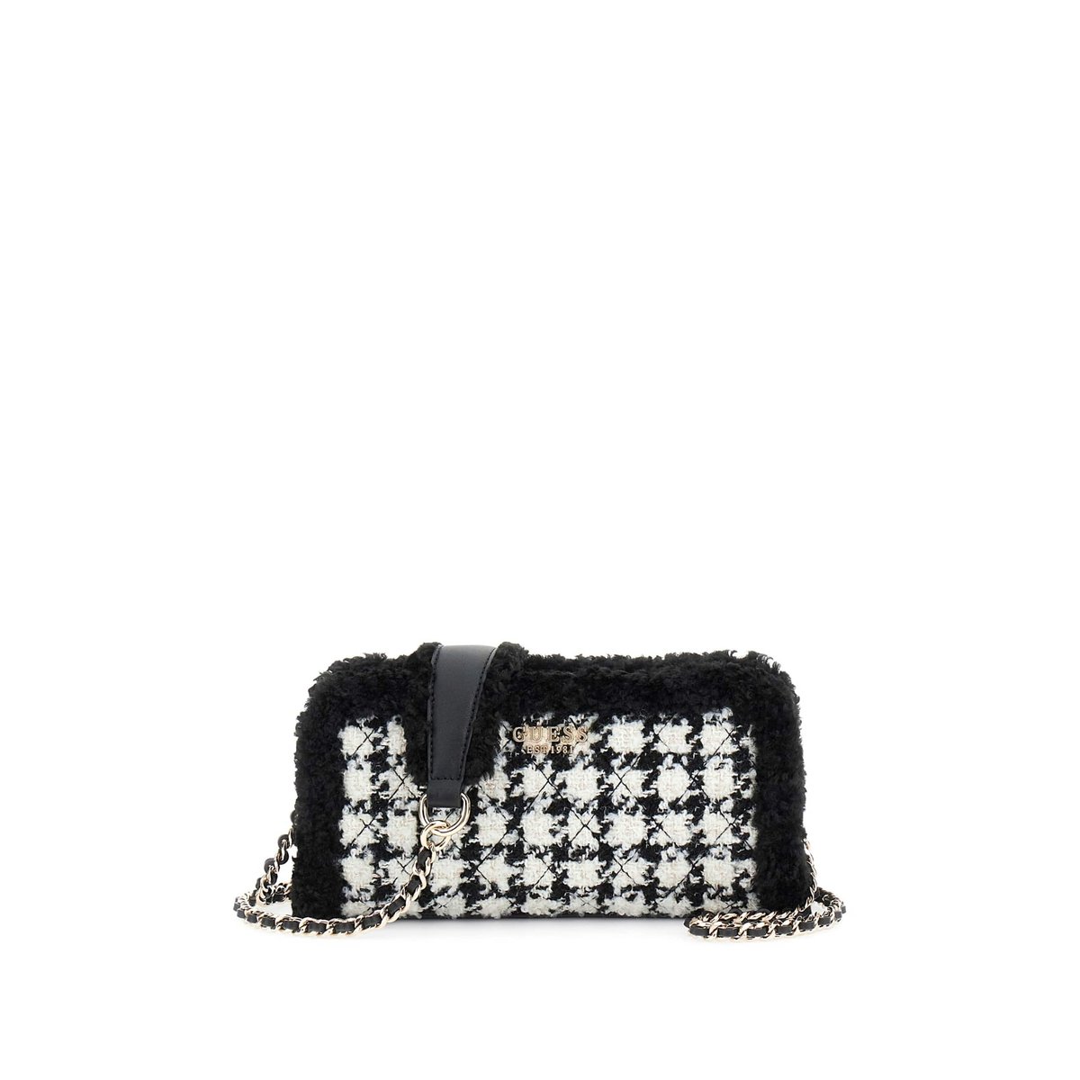 Mini Sac À Bandoulière Cristi Pied-De-Poule noir multi, GUESS