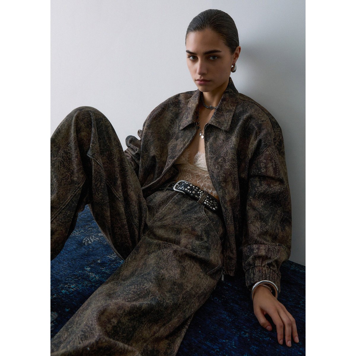 Blouson oversize avec imprimé pailleté marron, LIU JO