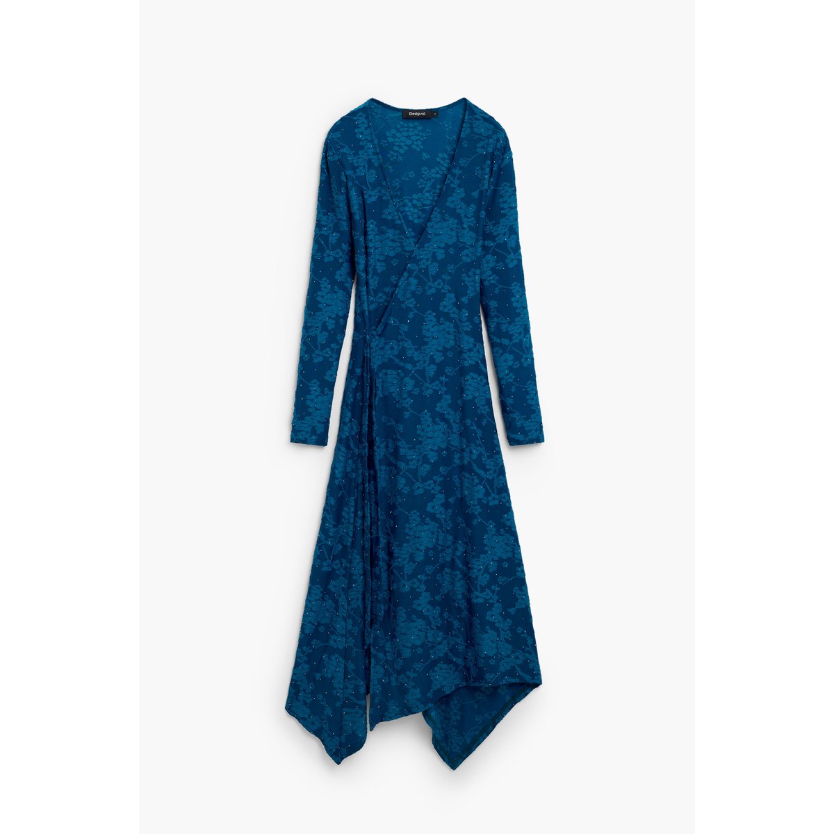 robe portefeuille à col en V vert, DESIGUAL