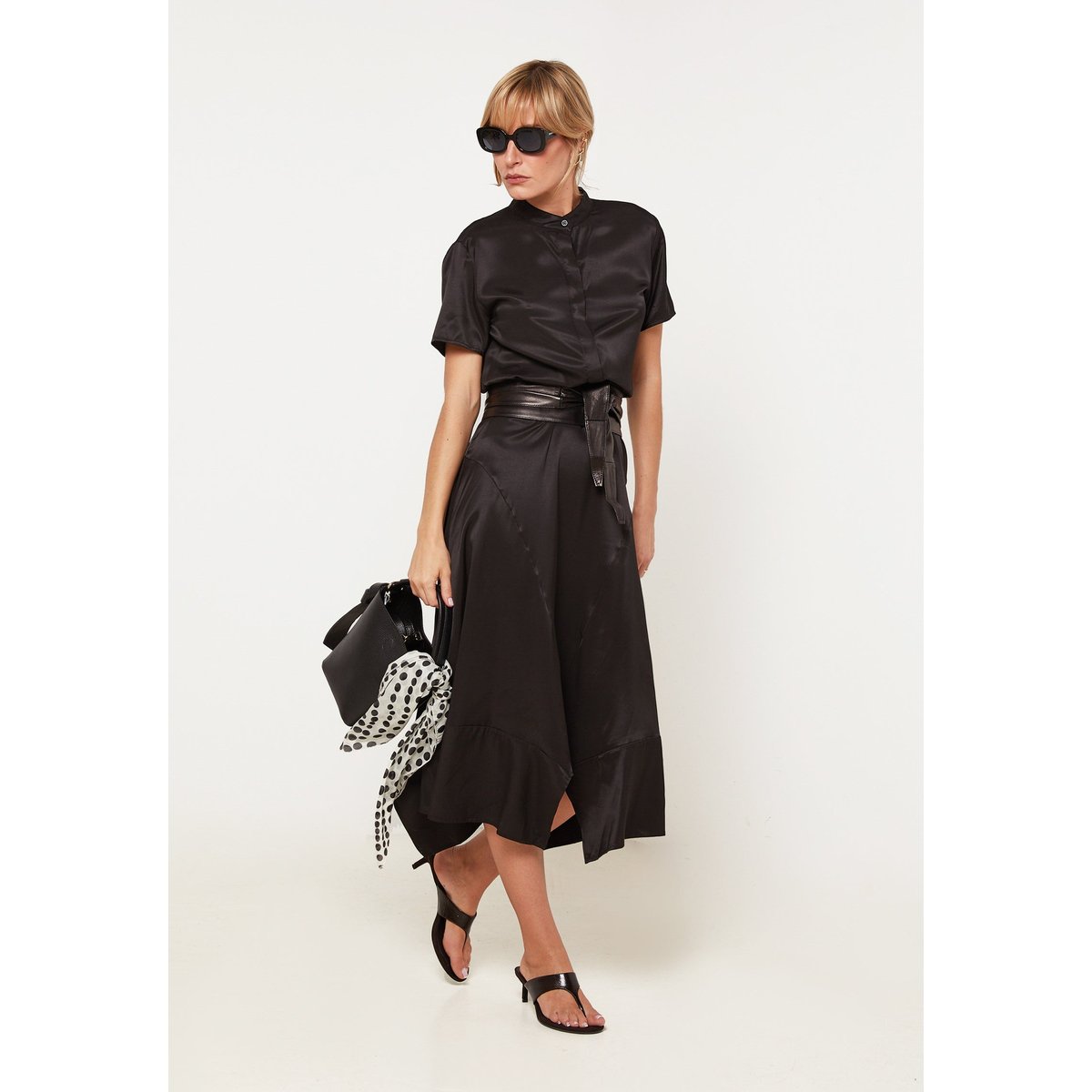 Robe longue chemisier manches courtes noir, RODIER