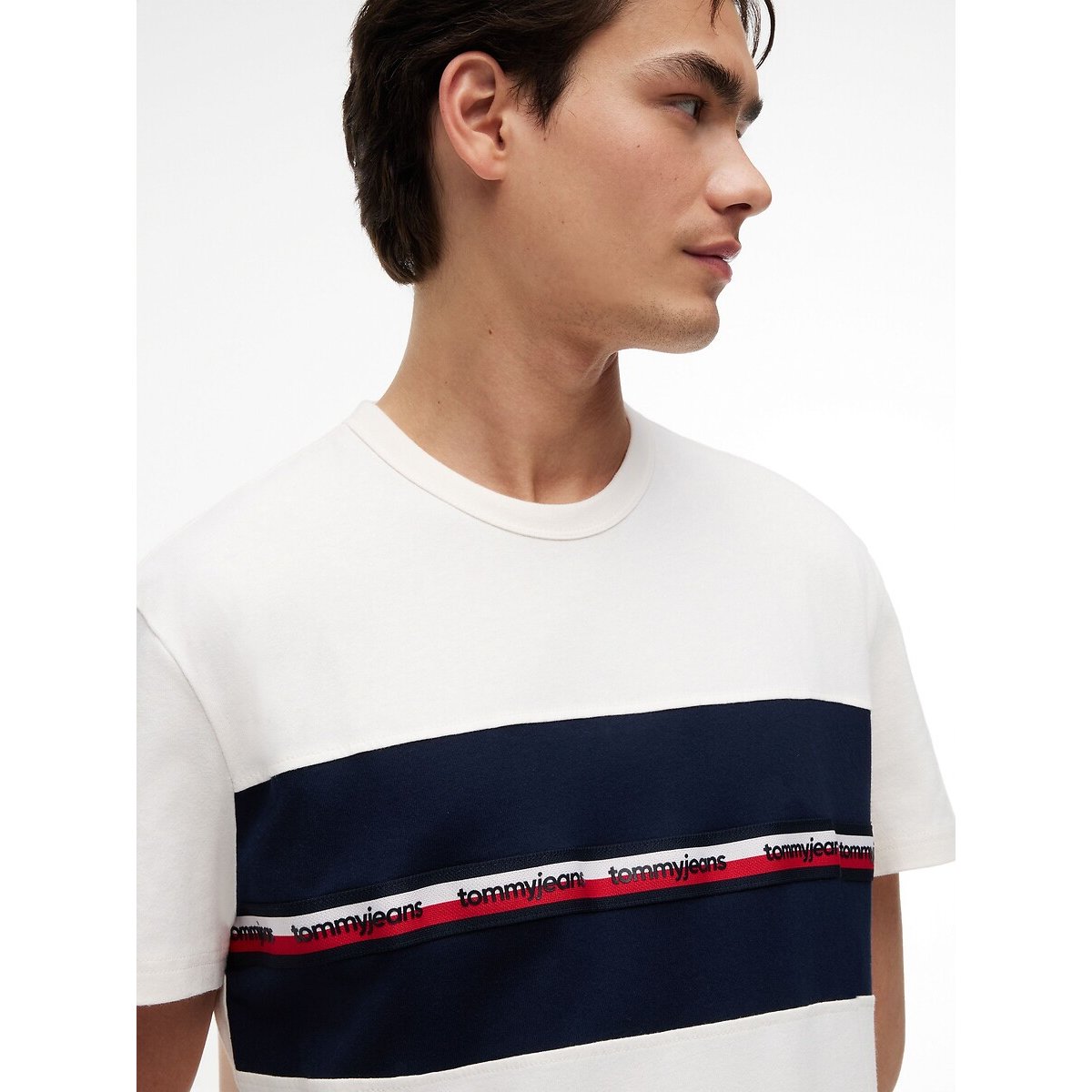 Camiseta de manga corta slim blanco roto, TOMMY JEANS
