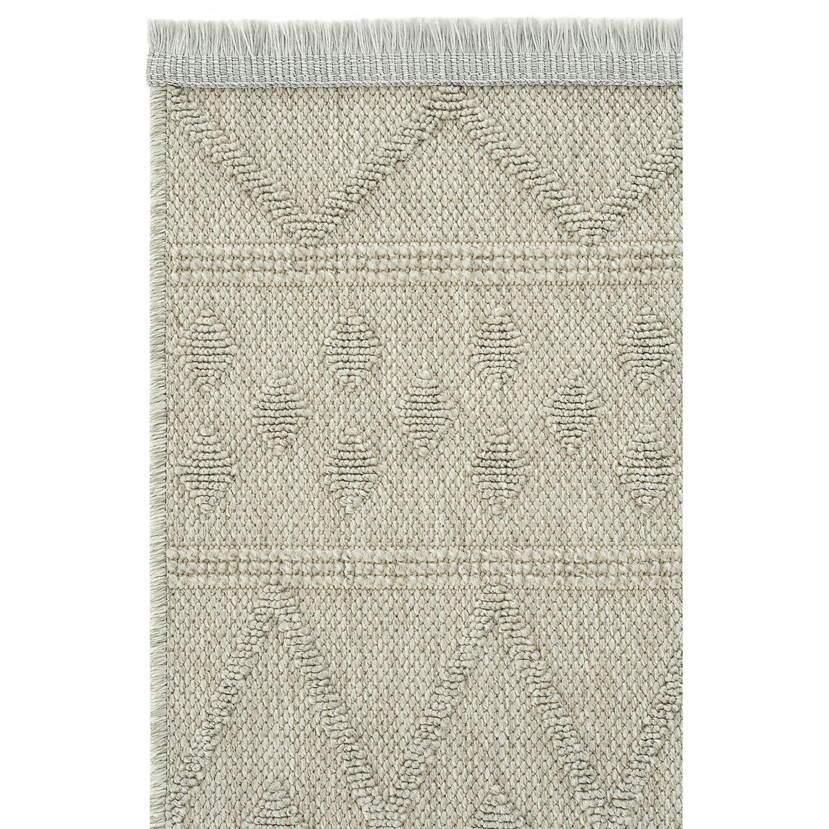 Tapis gris motifs losanges – franges, 120x180 cm ISTANBUL gris, PIER IMPORT