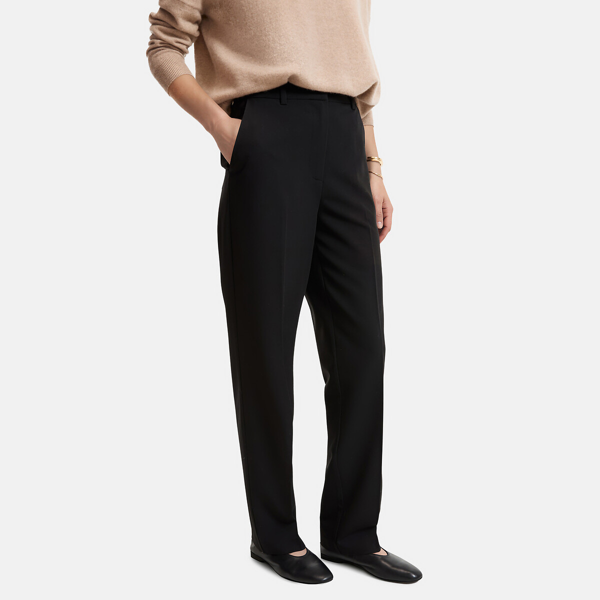 Pantalon droit en polyviscose noir, LA REDOUTE COLLECTIONS