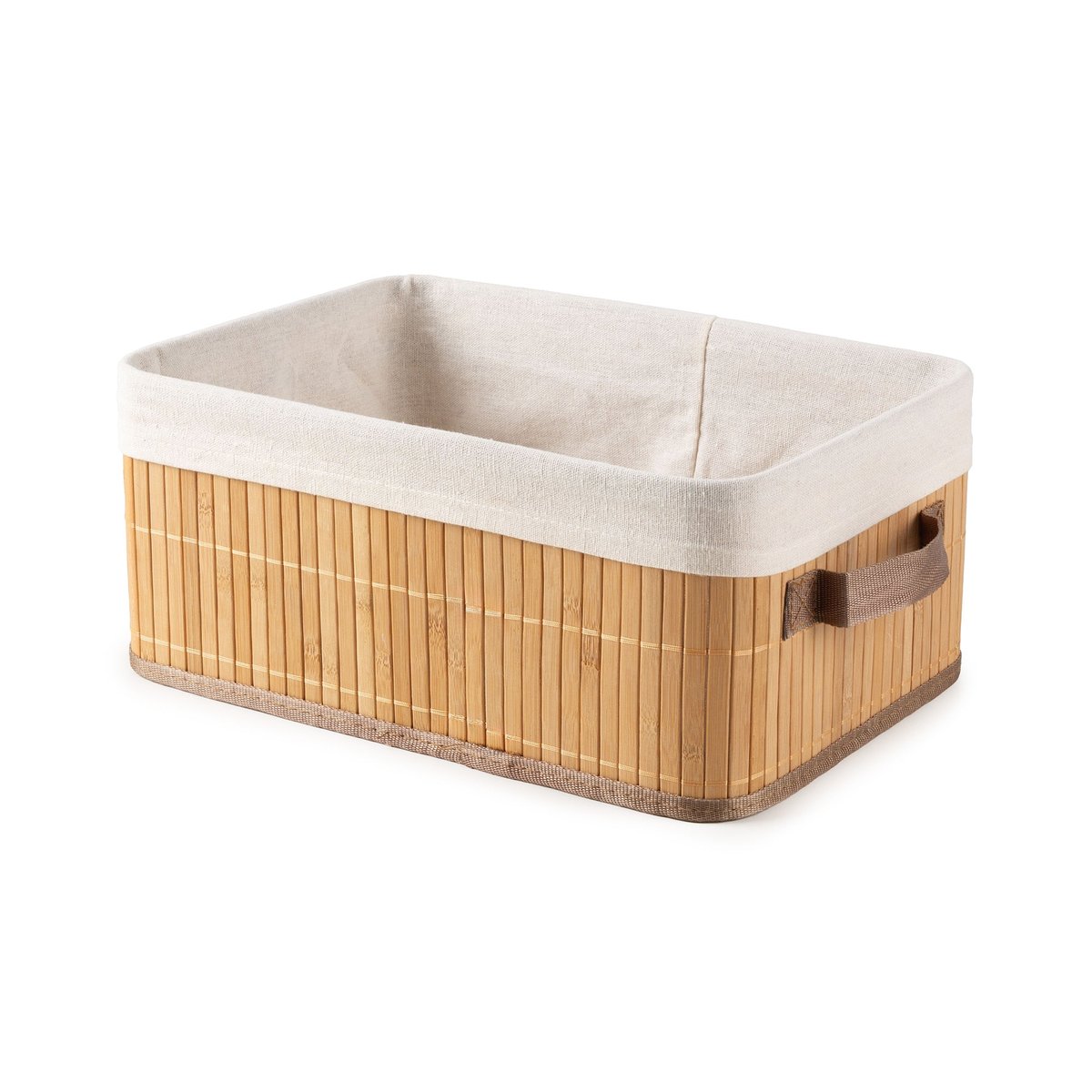COMPACTOR - Panier de rangement pliable en bambou - 35 x 25 x H.15 cm - Noir naturel et blanc, COMPACTOR