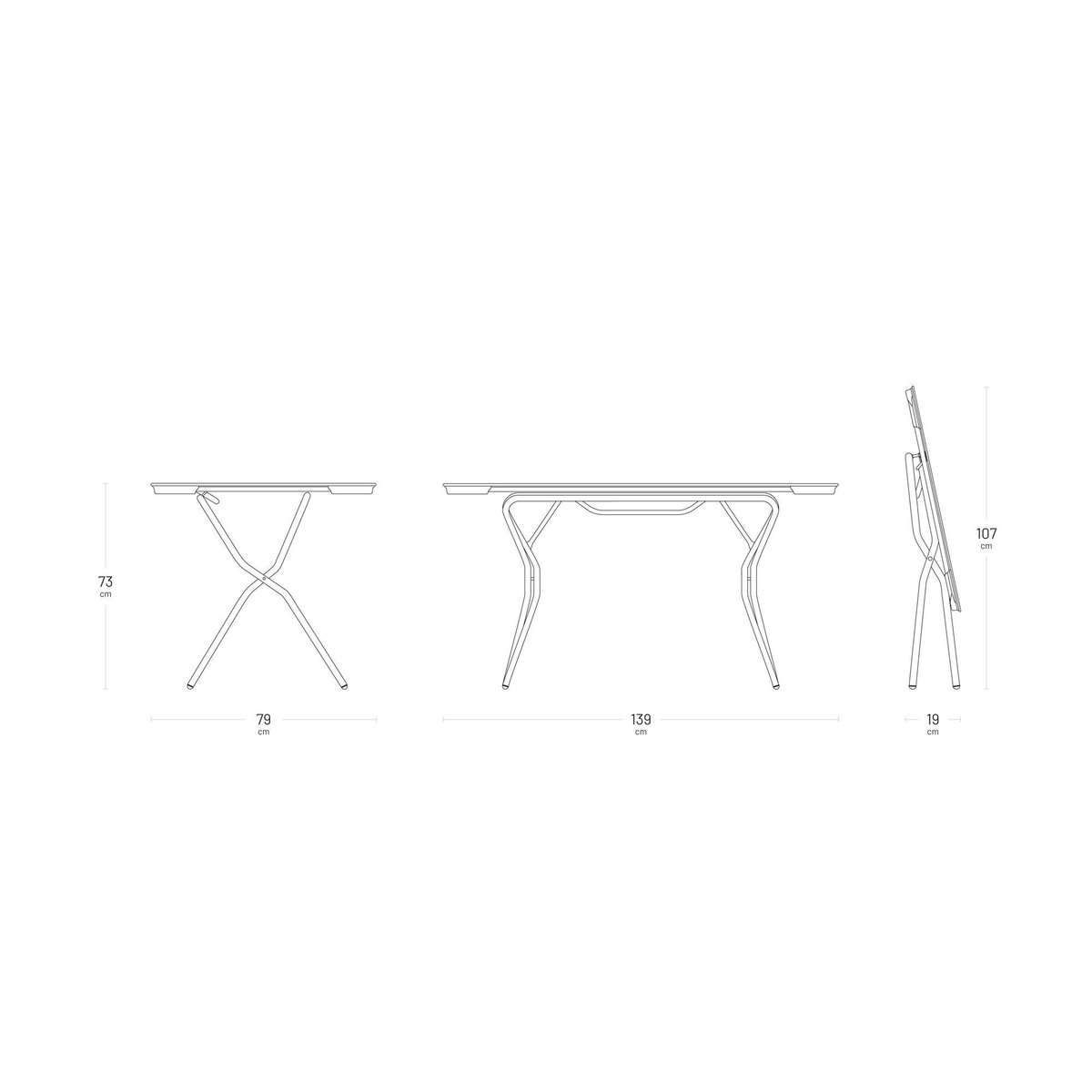 Table pliante 139*79*73cm - ANYTIME gris fusain tube titane, LAFUMA MOBILIER