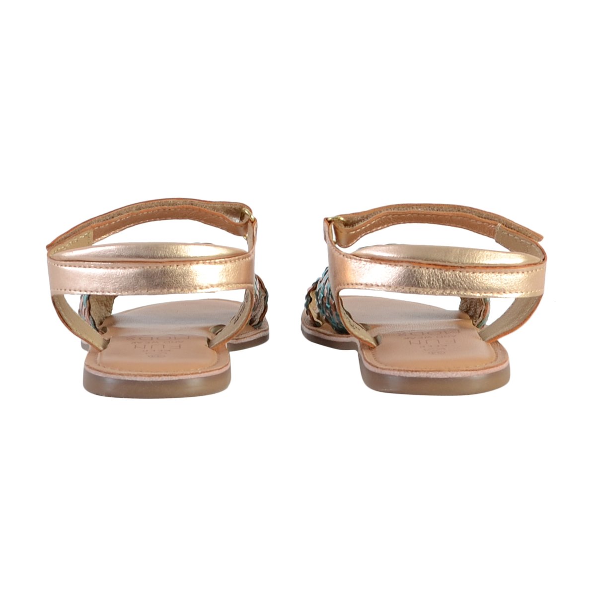 Sandale Plate Cuir Canibraid rose or turquoise, MOD8