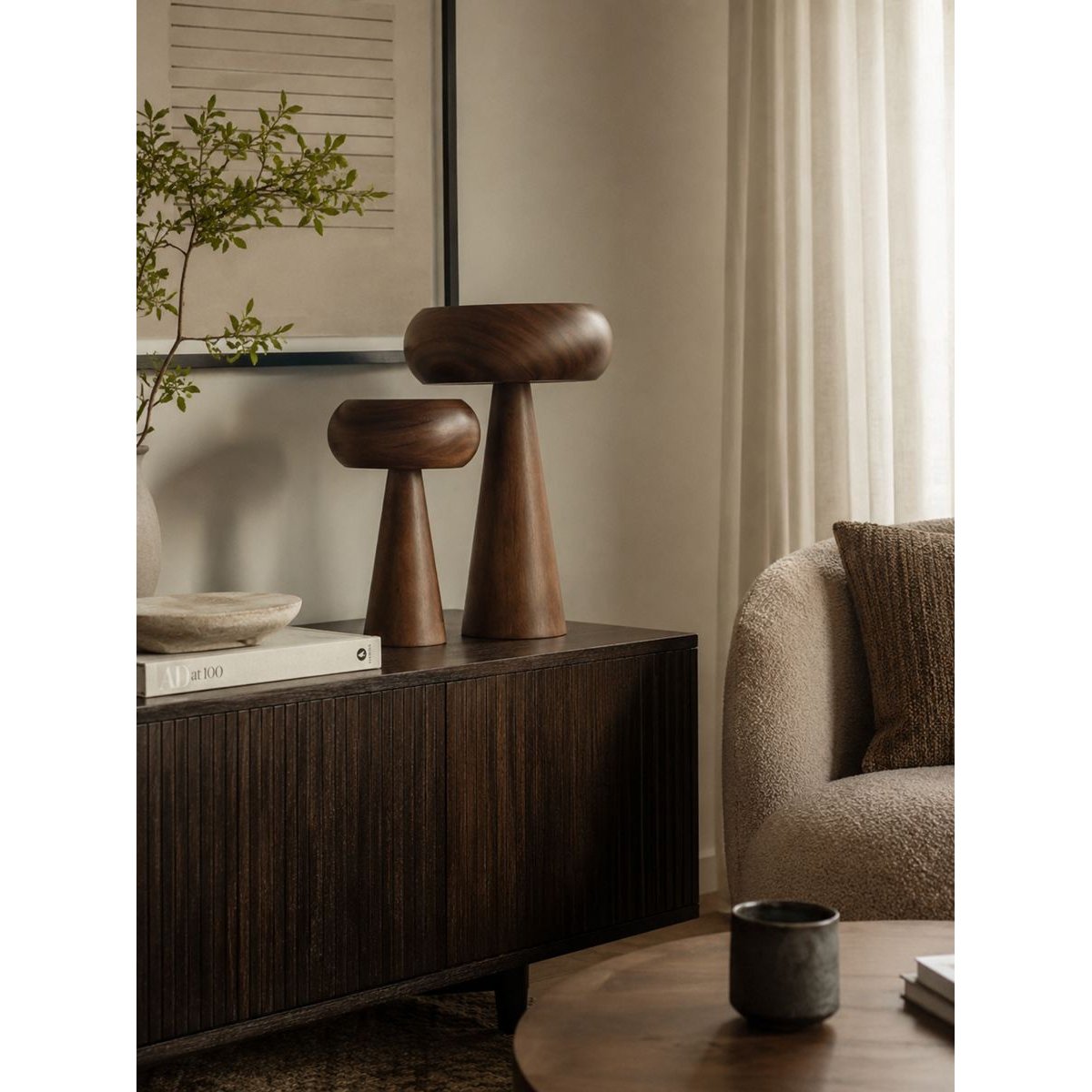 Lampe design en bois japandi, MOREL marron, DUTCHBONE