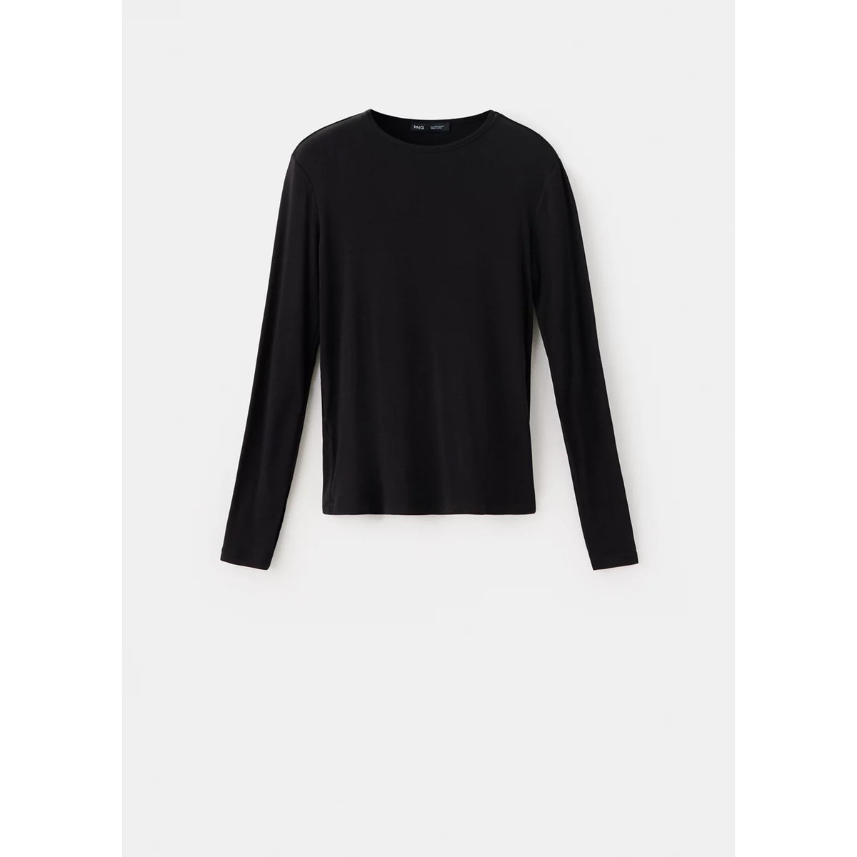 T-shirt ajusté manches longues noir, MANGO