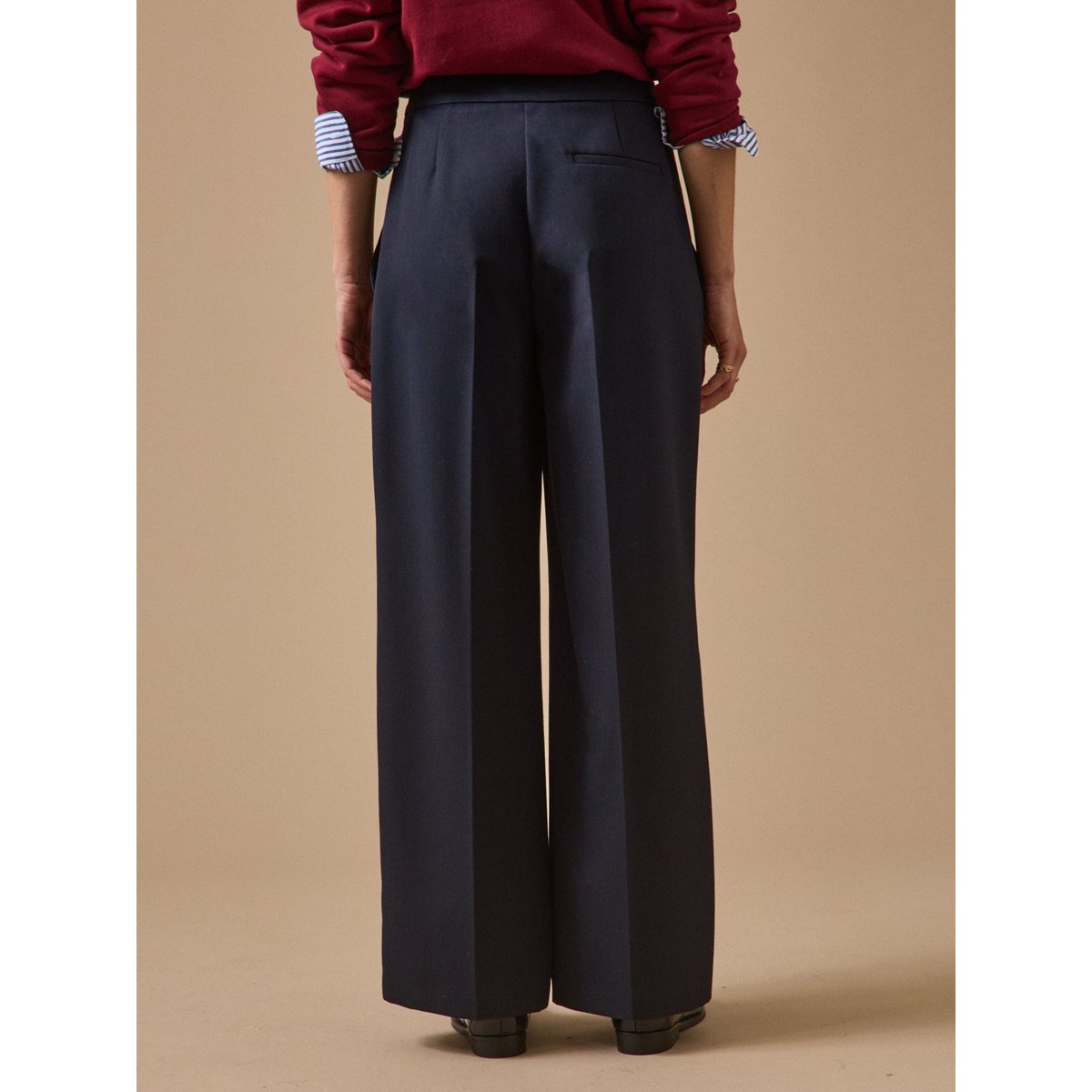 Pantalon large à pont boutons dorés Maé encre, CYRILLUS