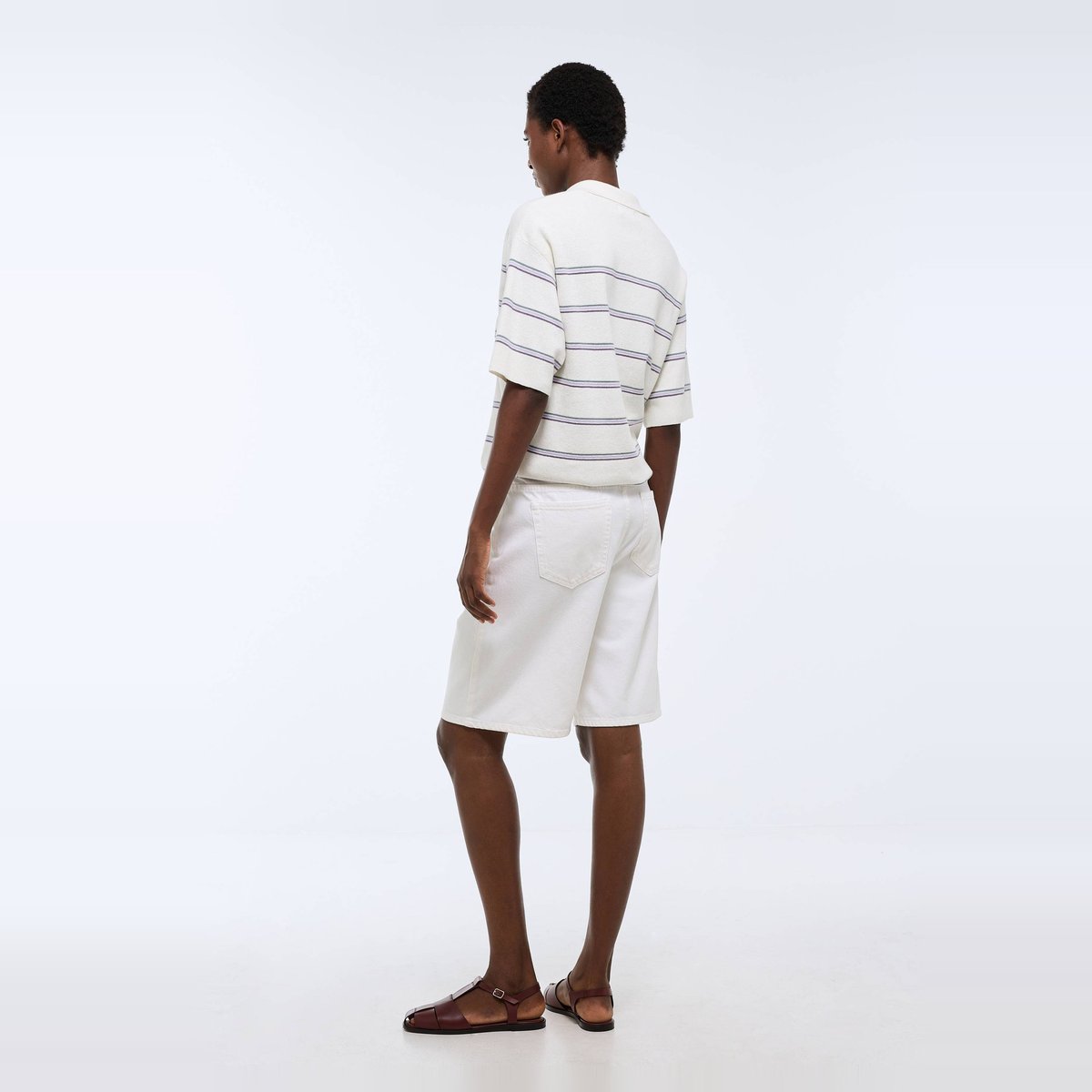 Short en denim blanc, MONOPRIX