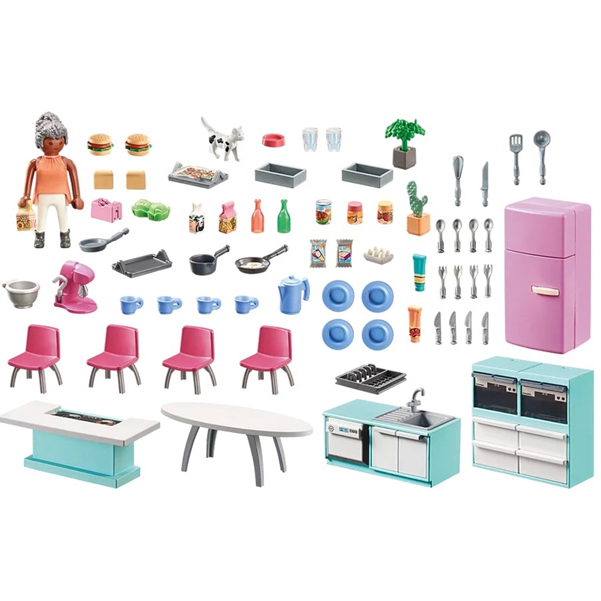 Cuisine avec ilôt central multicolore, PLAYMOBIL
