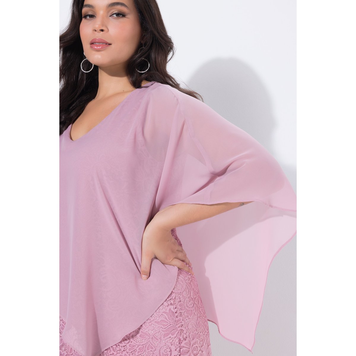 Robe de soirée en jersey. Cape vieux rose, ULLA POPKEN