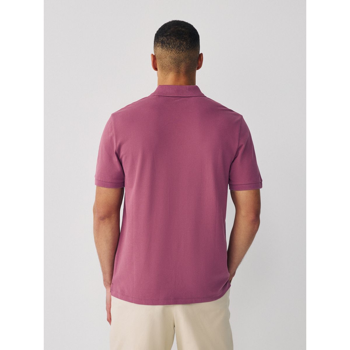 Polo en piqué à manches courtes broderie rose prune, NEXT