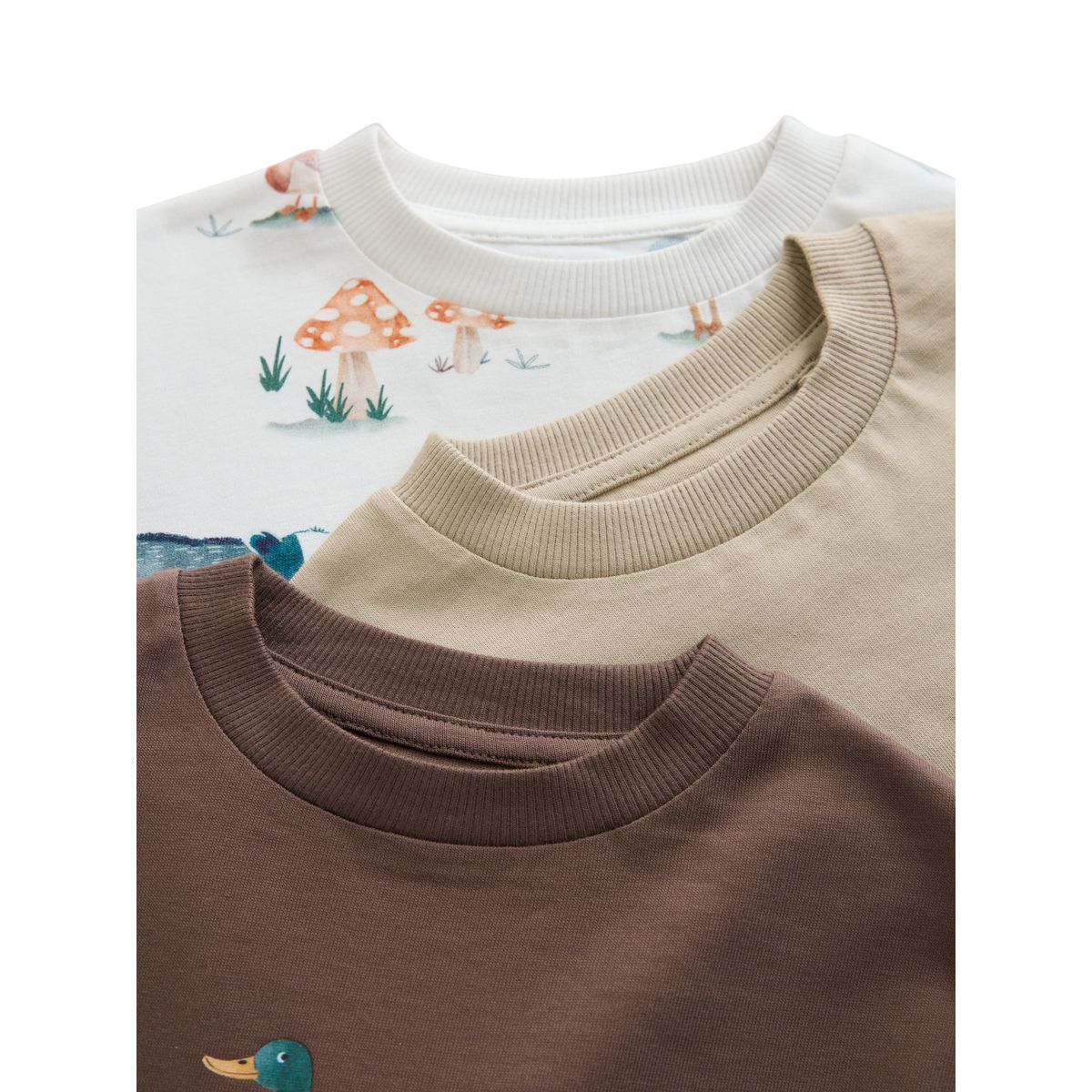 T-shirts imprimés à manches longues, lot de 3 aquarelle de forêt aux tons neutres/beige, NEXT