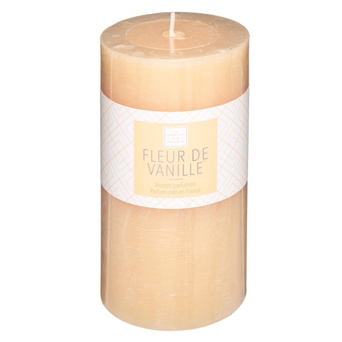 Bougie parfumée cylindre en cire colorée ELEA corail, ATMOSPHERA