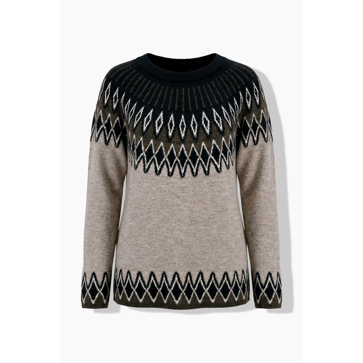 Pull à motif norvégien beige foncé, ULLA POPKEN