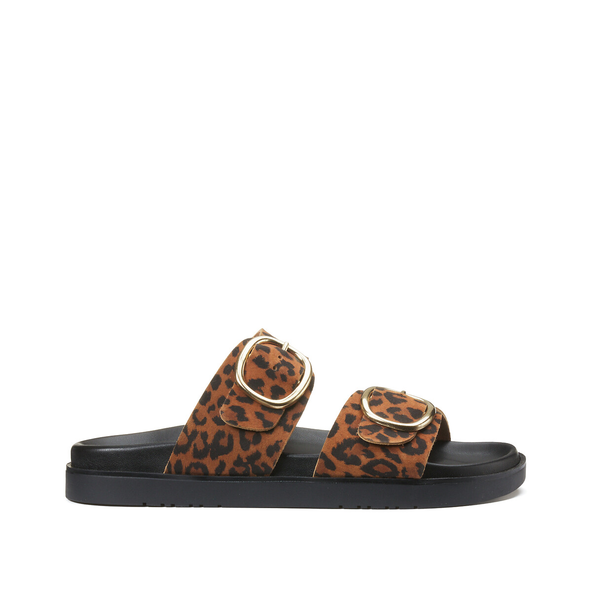 Signatures Salome Mules in Leopard Print Leather printed brown background, LA REDOUTE COLLECTIONS
