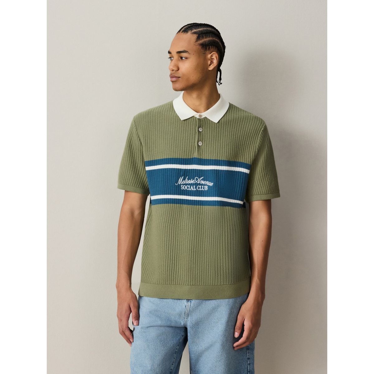 Polo rugby manches courtes avec broderie vert sauge, NEXT