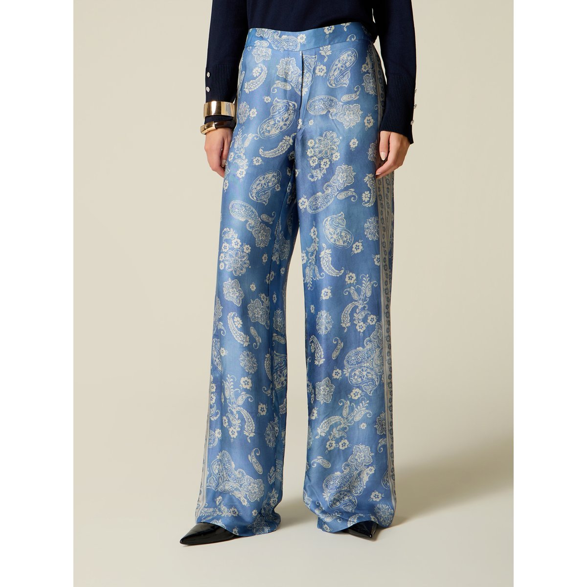 Pantalon palazzo à motifs light - blue, OLTRE
