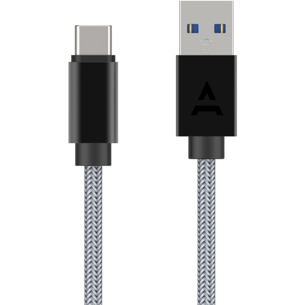Câble USB C vers USB 2M tressé Gris couleur unique, ADEQWAT