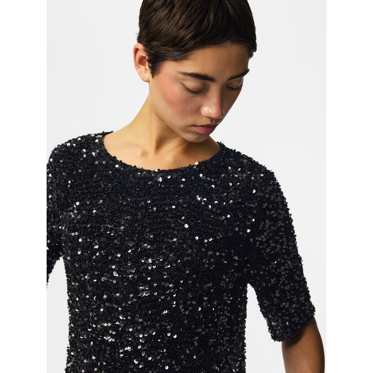 Top À Manches Courtes noir - black1, PIECES