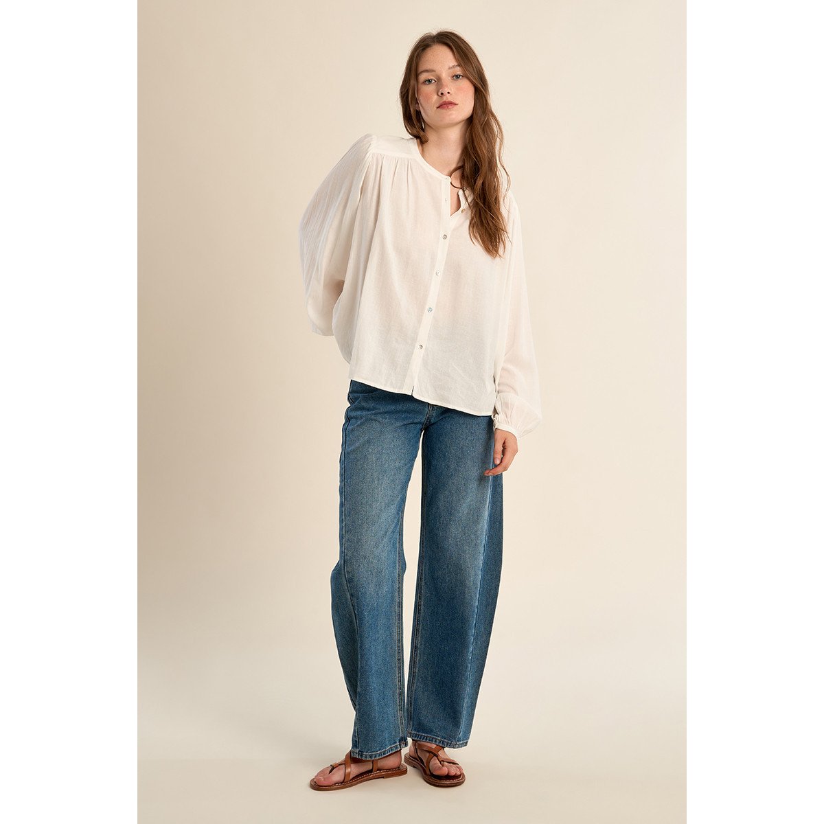 Chemisier manches longues blanc, MOLLY BRACKEN