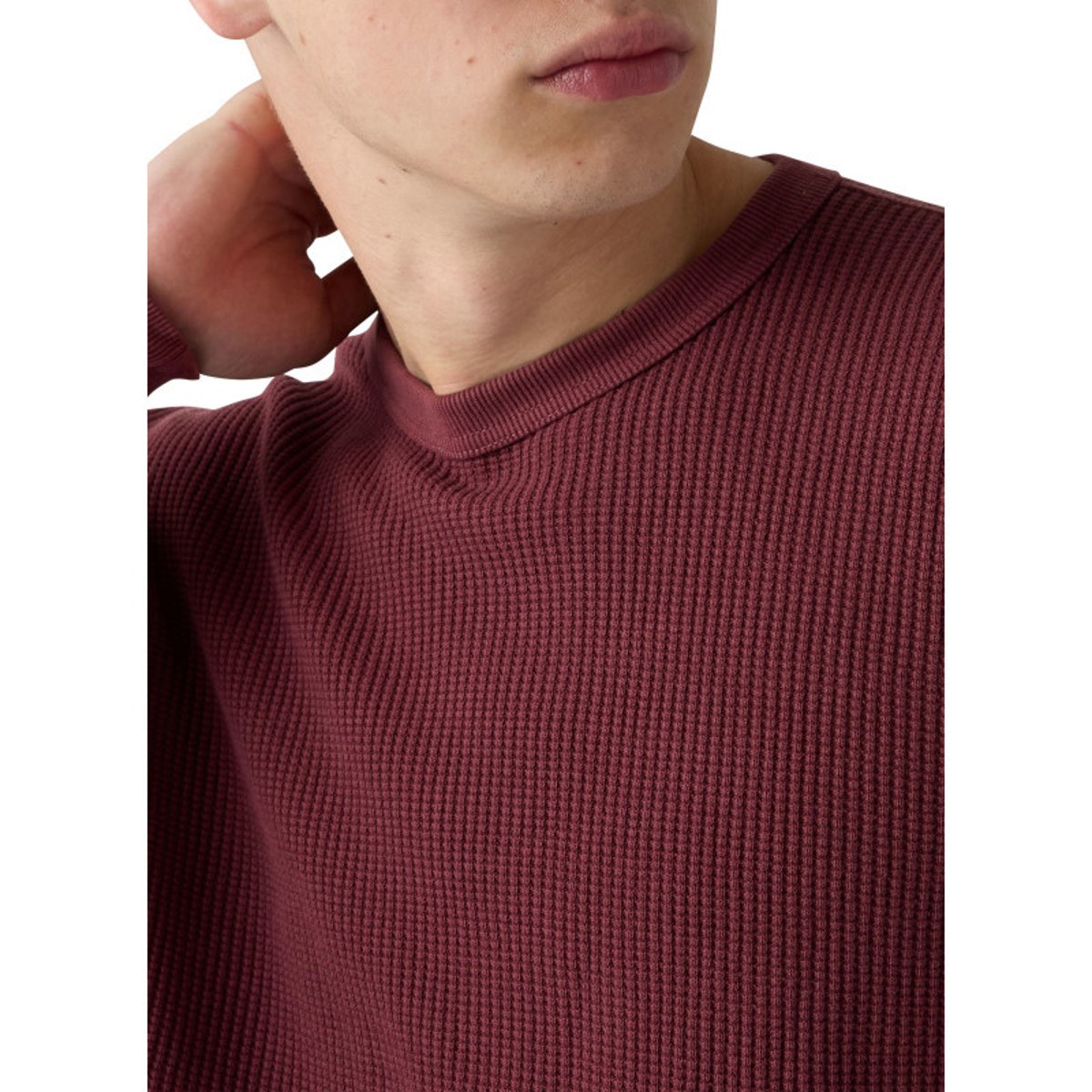 T-shirt en coton bordeaux à coupe droite pourvu de manches longues rouge foncé, LEVI'S