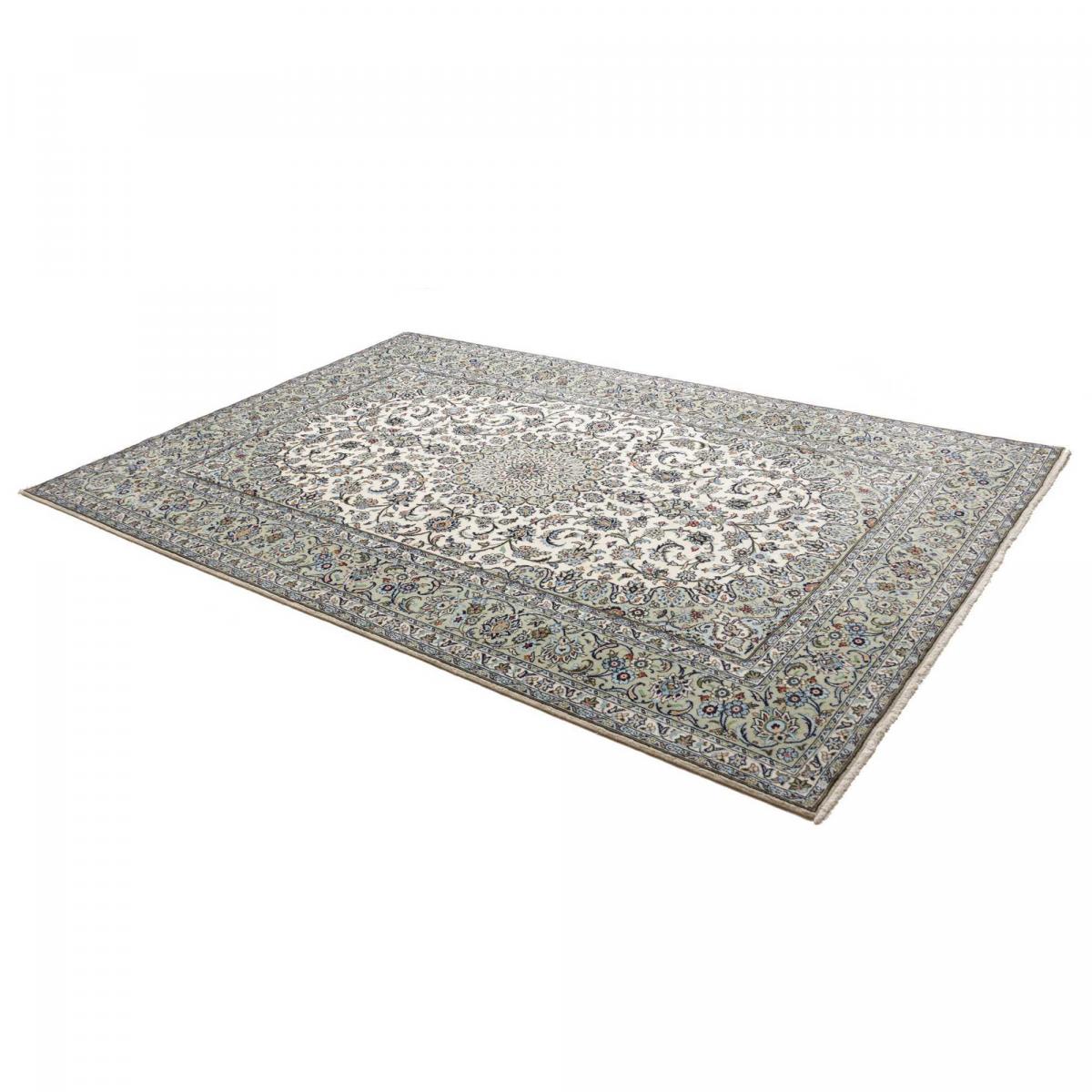 Tapis d'orient aux motifs orientaux, noué main, KASHAN 5 bleu, crème, beige, UN AMOUR DE TAPIS