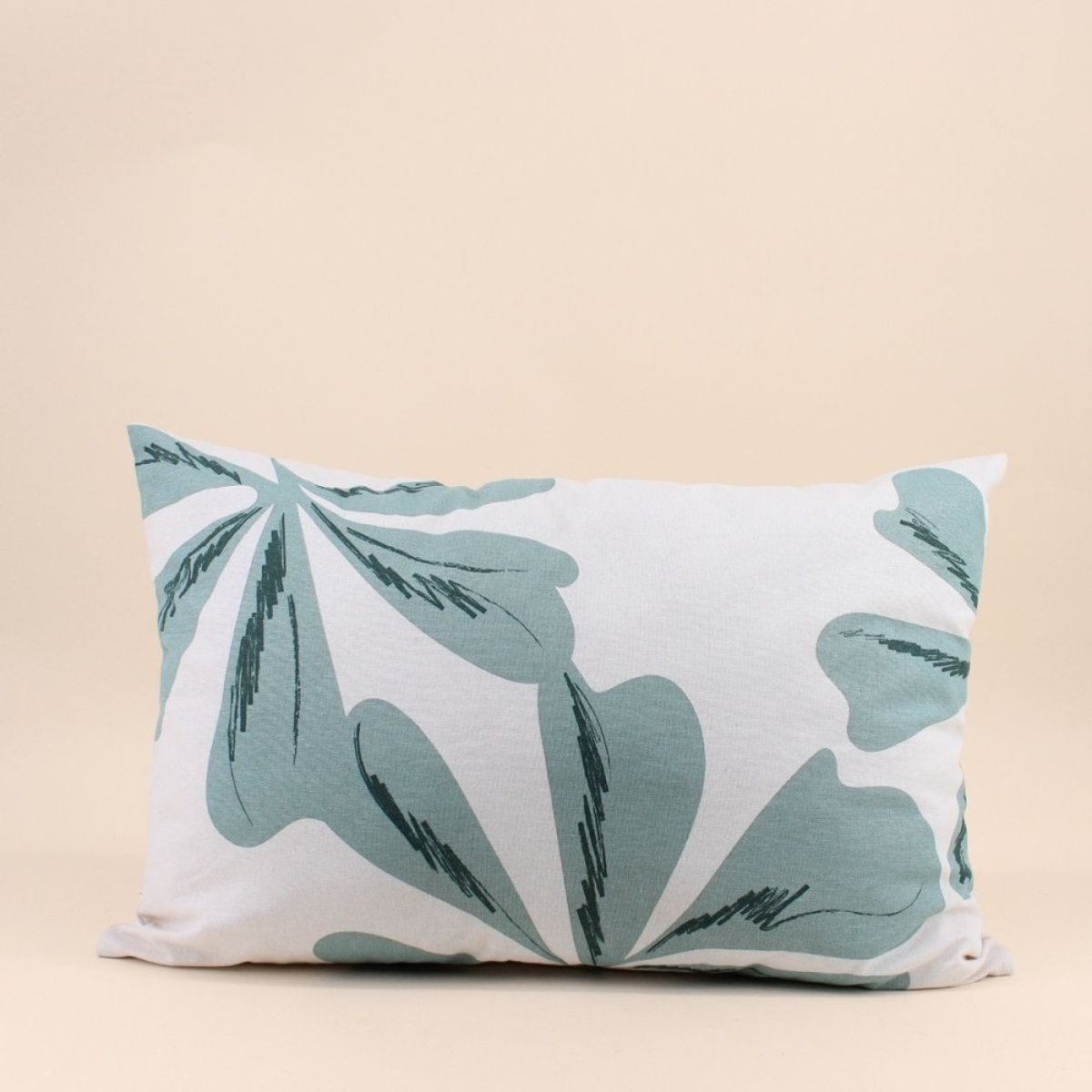 Coussin imprimé feuillage 40x60cm blanc, ORNAMI