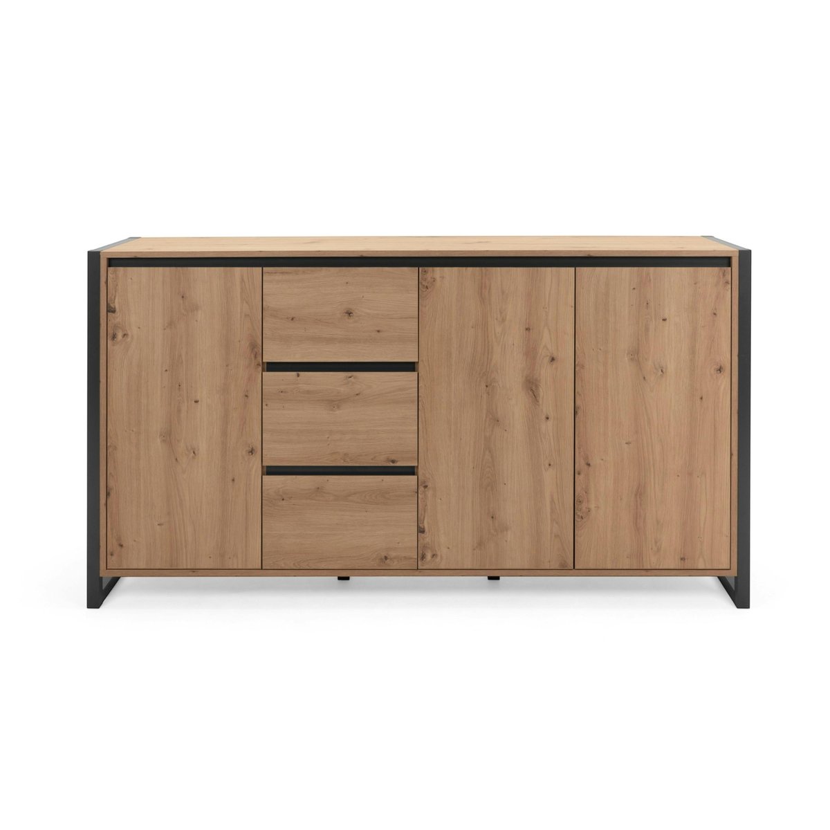 Buffet enfilade 160 cm, 3 portes 3 tiroirs ALVA chêne, PIER IMPORT