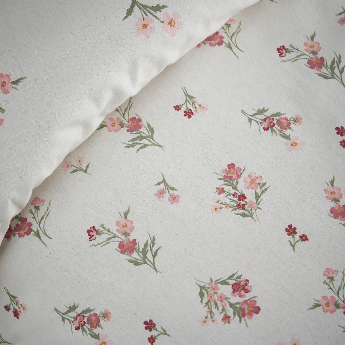 Brushed Ditsy Floral Cotton Reversible Duvet Cover Set pink, CATHERINE LANSFIELD
