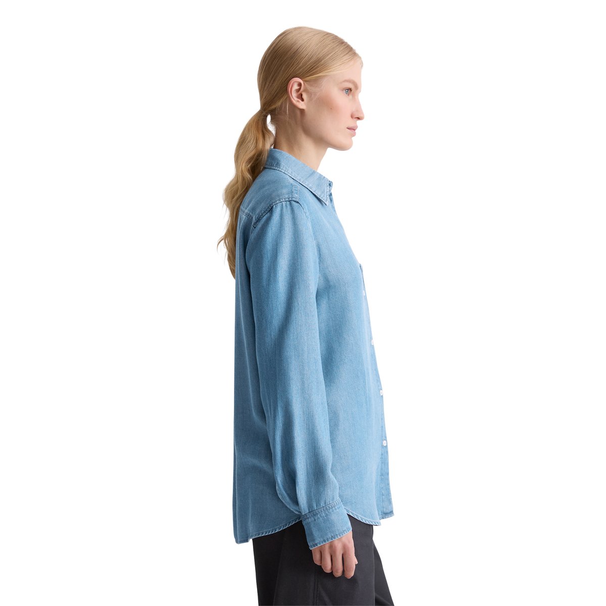 Blouse en jean regular en TENCEL™ Lyocell bleu moyen, MARC O'POLO