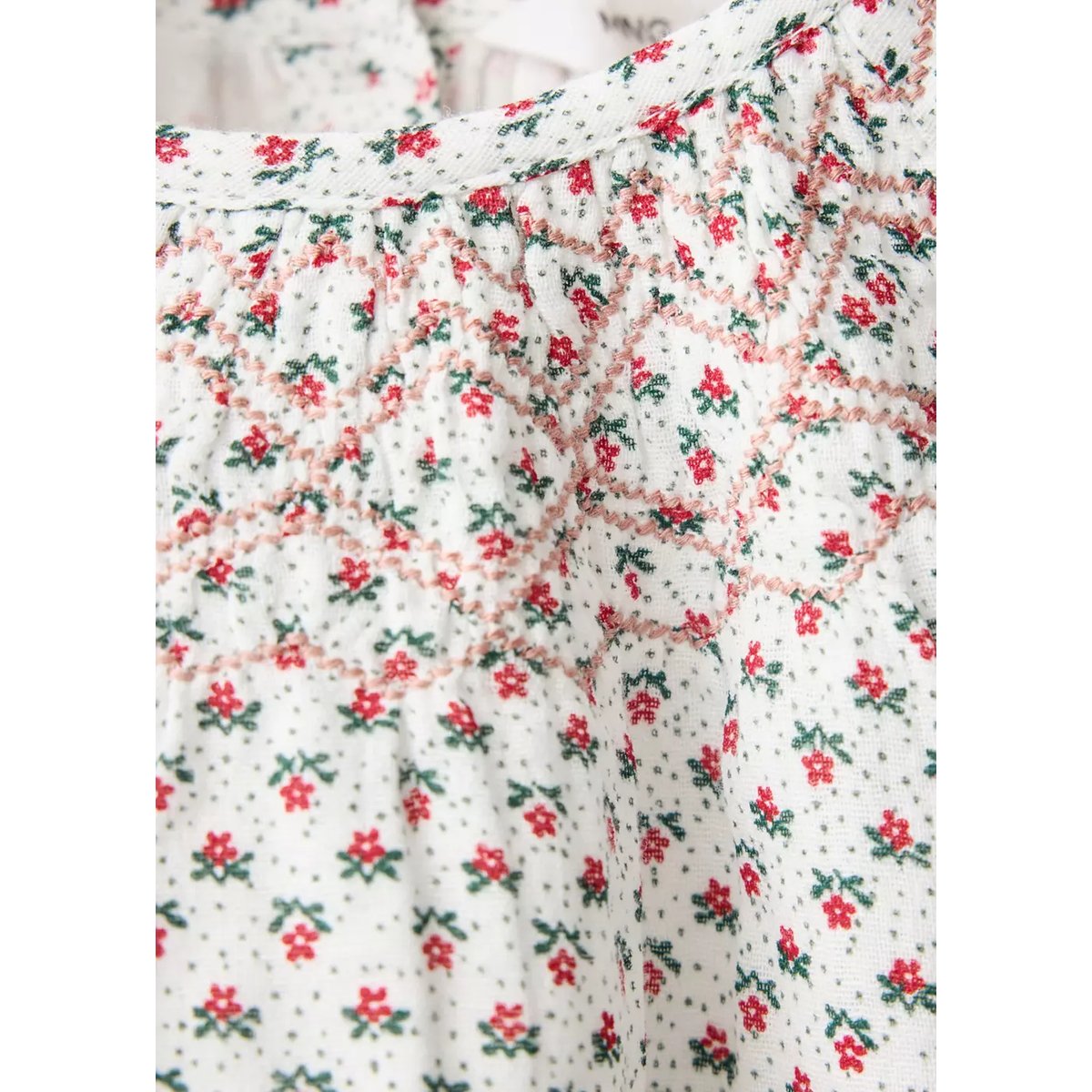 Blouse coton imprimé fleuri blanc cassé, MANGO BABY