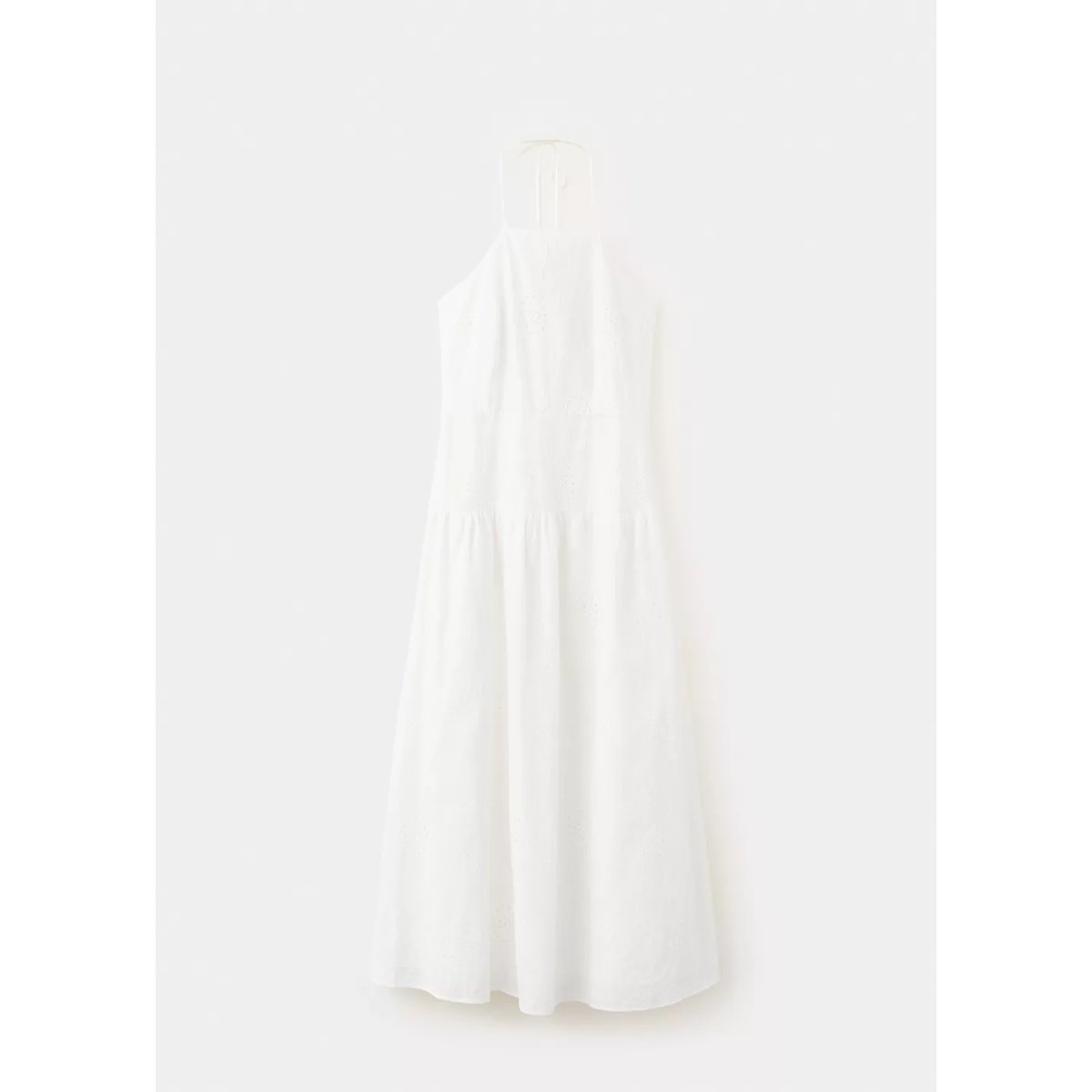Robe halter avec broderies ajourées blanc cassé, MANGO