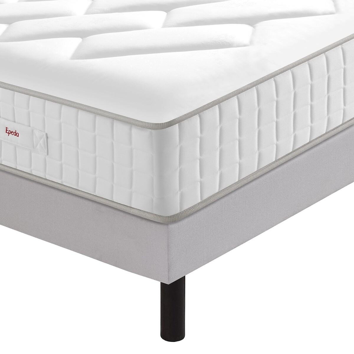 Ensemble matelas 620 ressorts l'Authentique + sommier tapissier gris souris, EPEDA