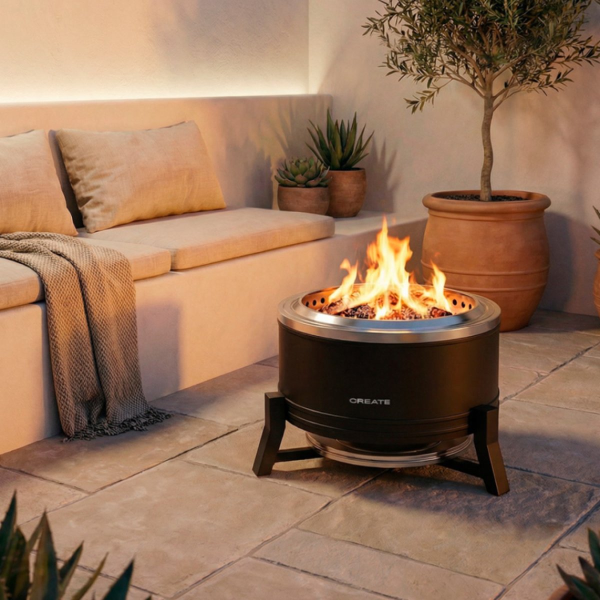Brasero d'extérieur de 12 kW FIRE PIT ROUND noir, CREATE
