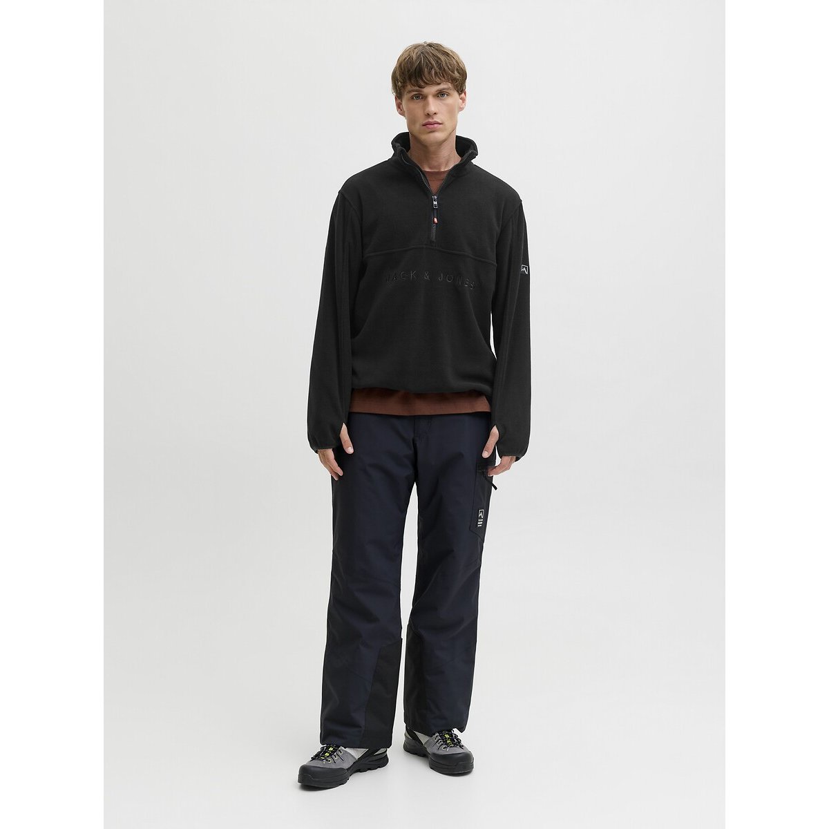 Sweat polaire demi zippé noir, JACK & JONES