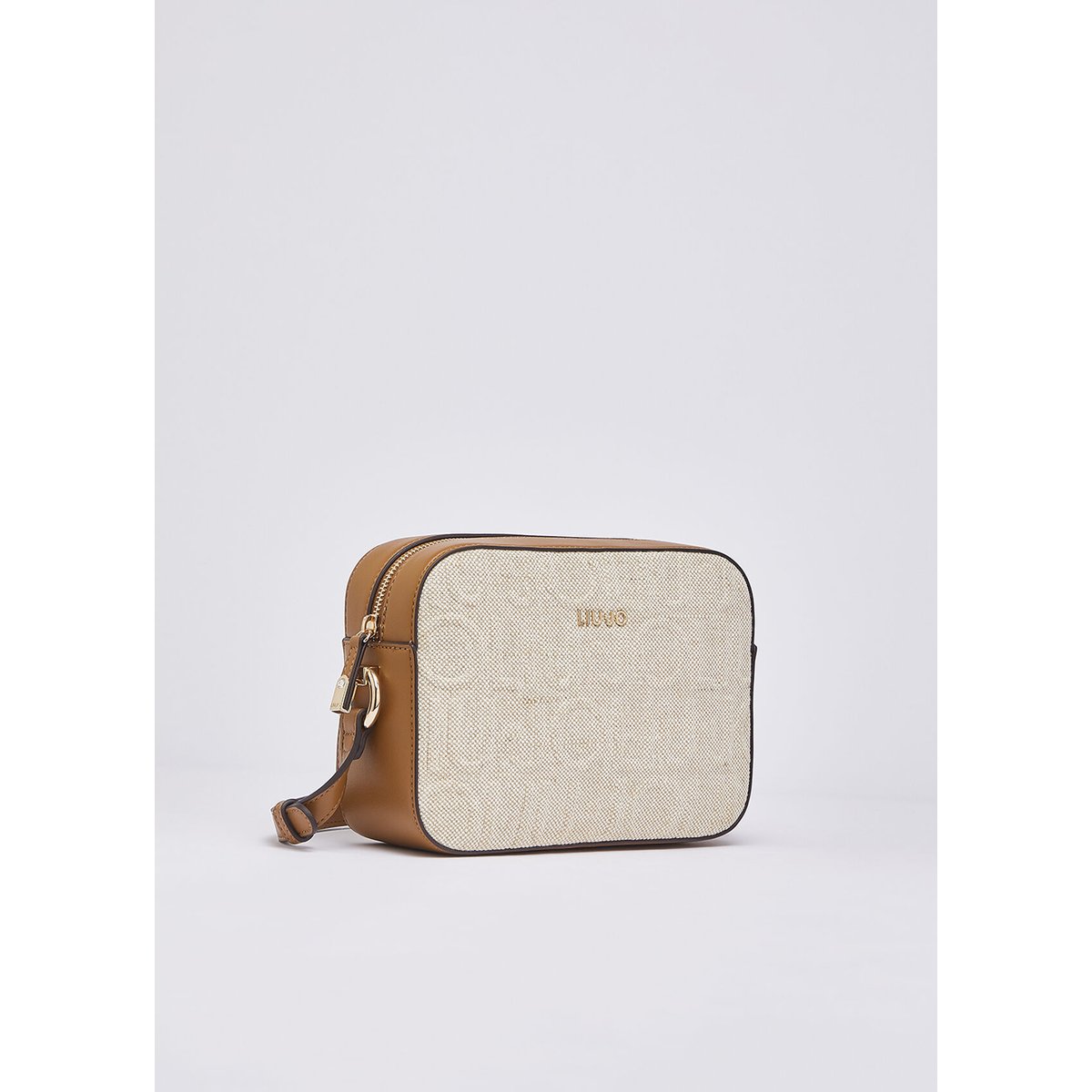 Sac à bandoulière moyen modèle en jute beige, LIU JO