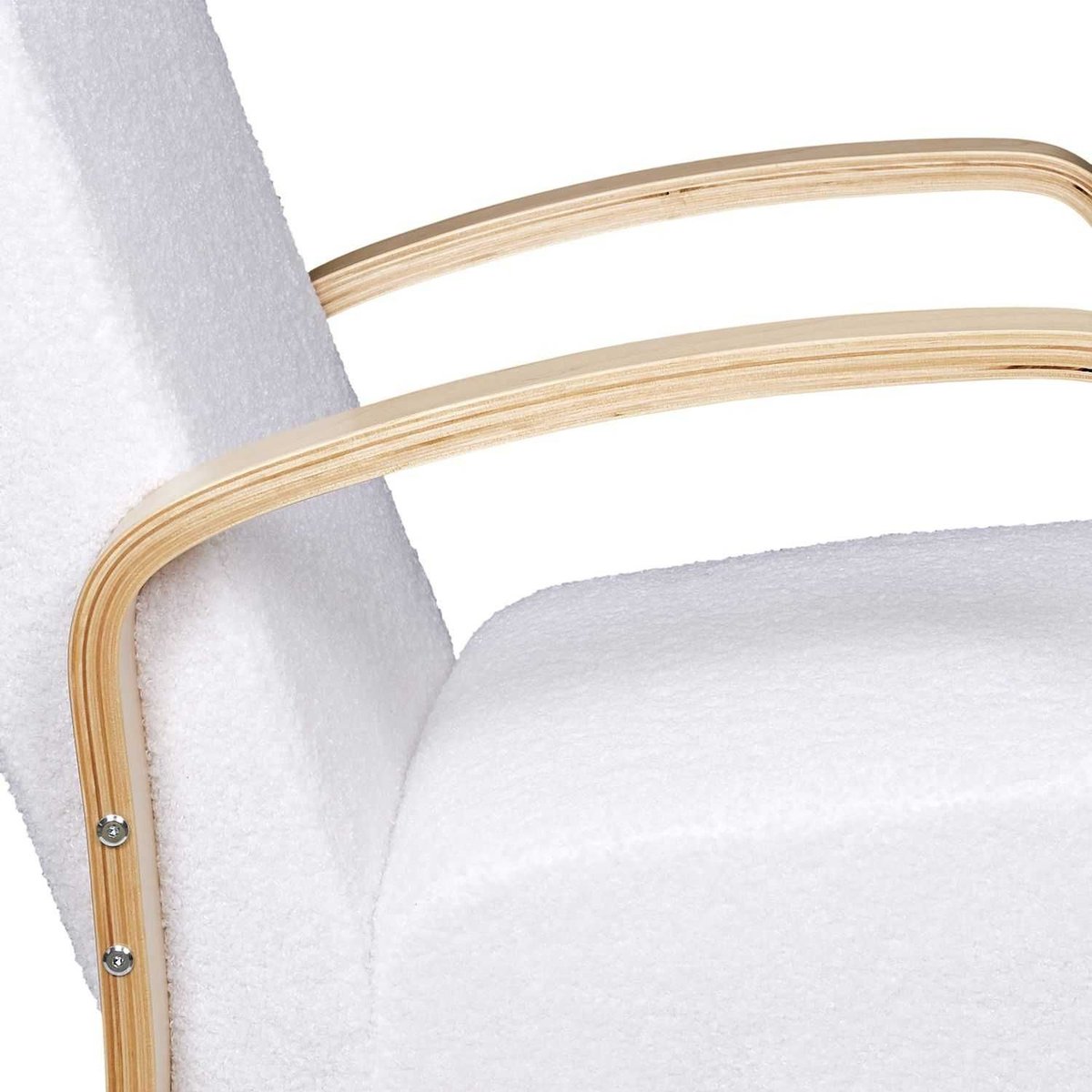 Fauteuil de salon en bouclette HELLA blanc, THE HOME DECO FACTORY