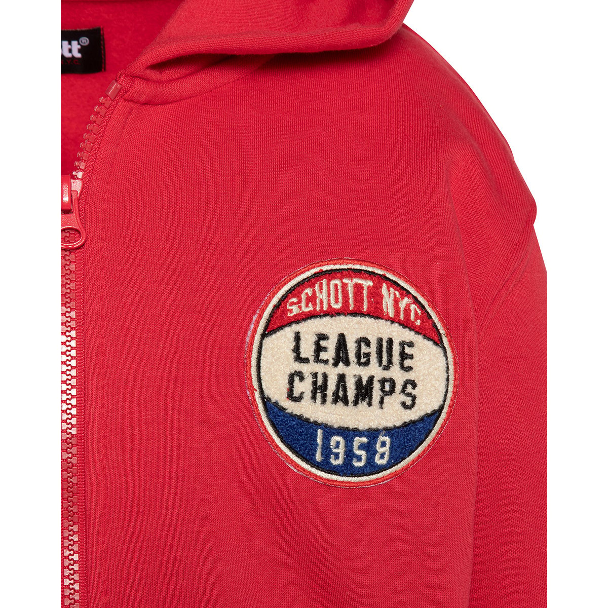 Sweatshirt zippé à capuche enfant rouge, SCHOTT