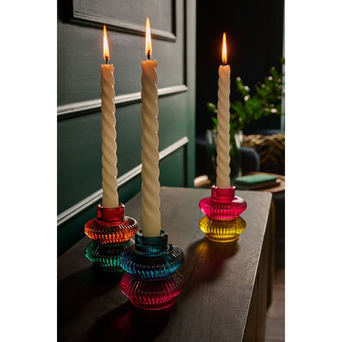 Photophore en verre et bougeoir, lot de 3 multicolore, NEXT