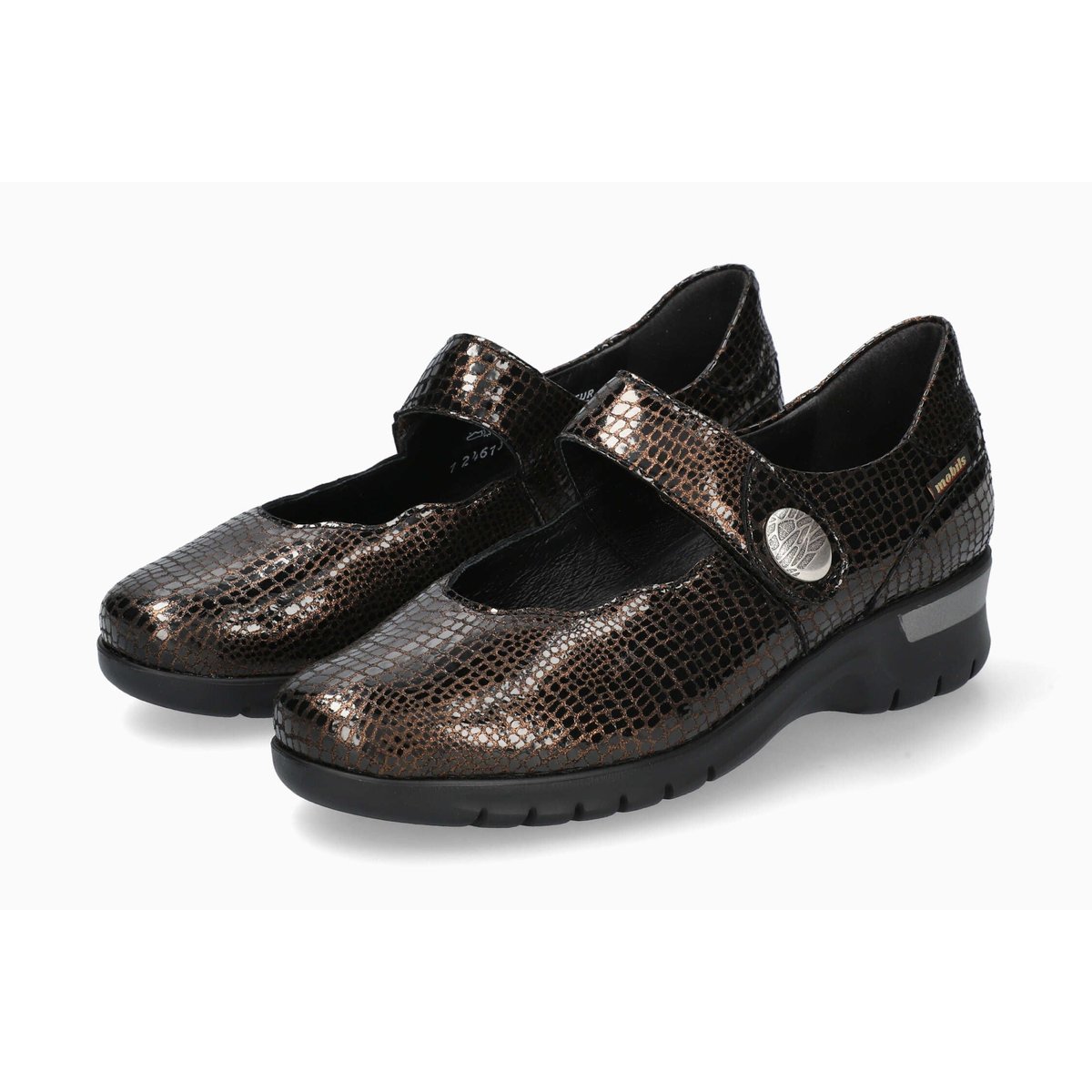 Ballerines en cuir MARYANA gris metallique 5143, MEPHISTO