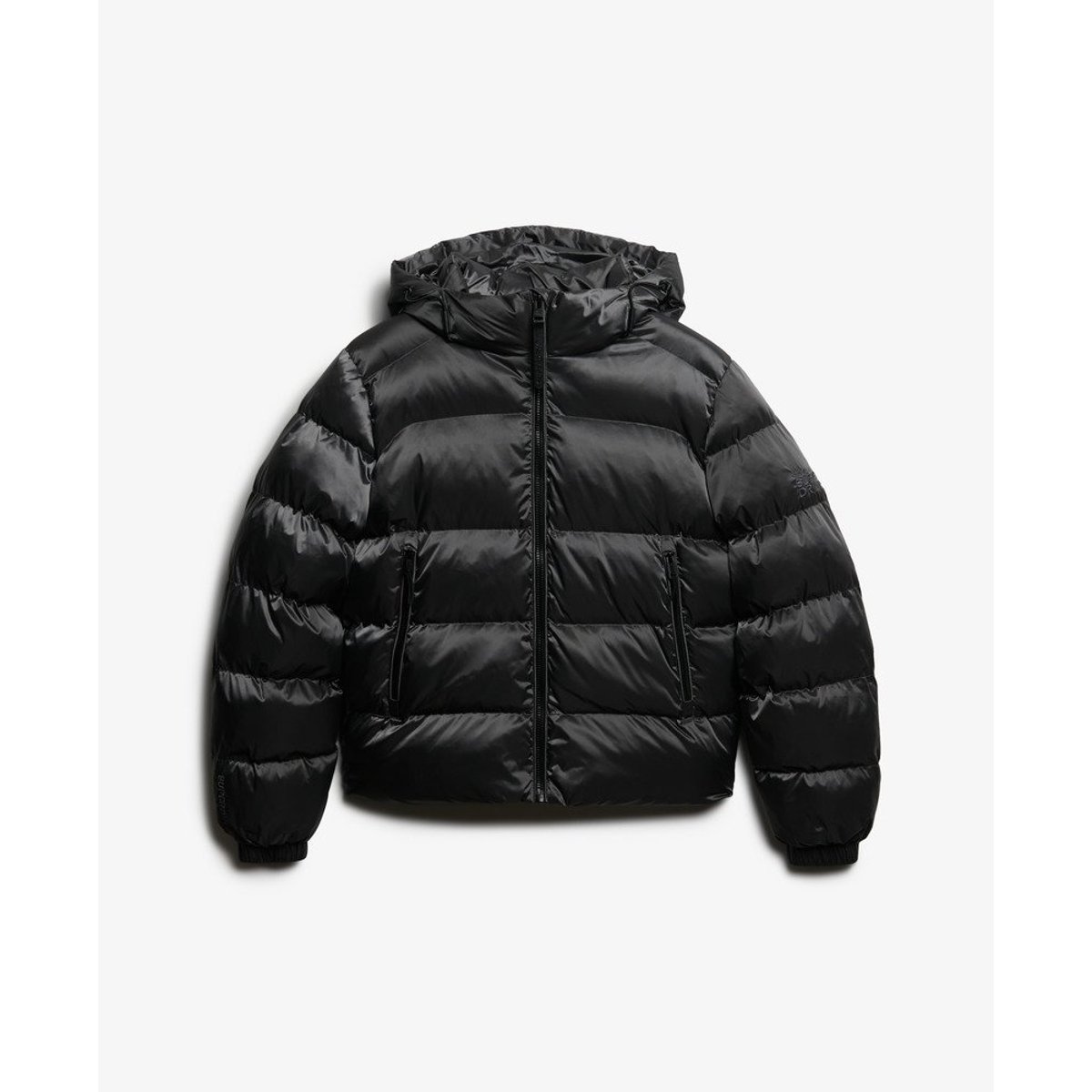 Doudoune Sport à Capuche Luxe noir lustré, SUPERDRY