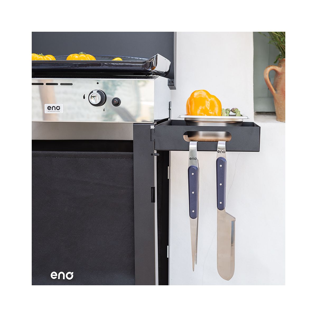 Plancha gaz Combo Initial 65 Inox 3 bruleurs sur chariot, 62x36 cm inox, ENO